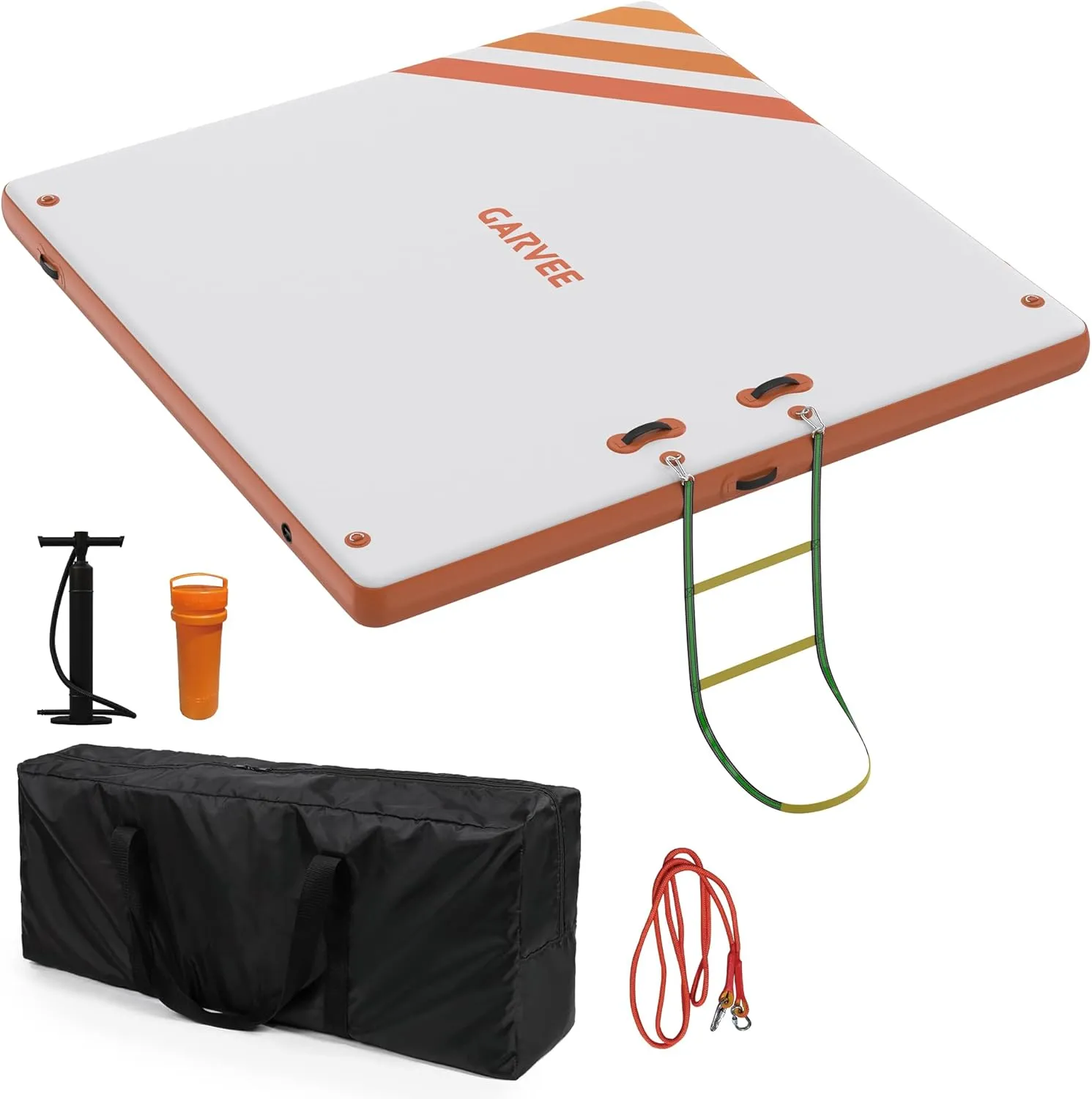 Inflatable Floating Dock Air Dock Platform Floating Island Raft with Rope Ladder Non-Slip Surface Swimming Water Platform for Pool Beach Ocean