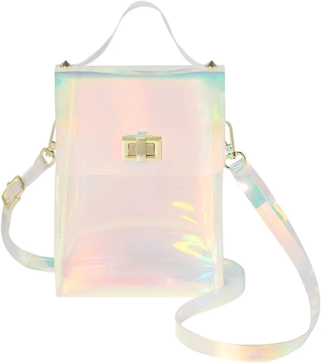 INICAT Clear Small Crossbody Bags Stadium Approved Cell Phone Jelly Purse Shoulder Bag For Women