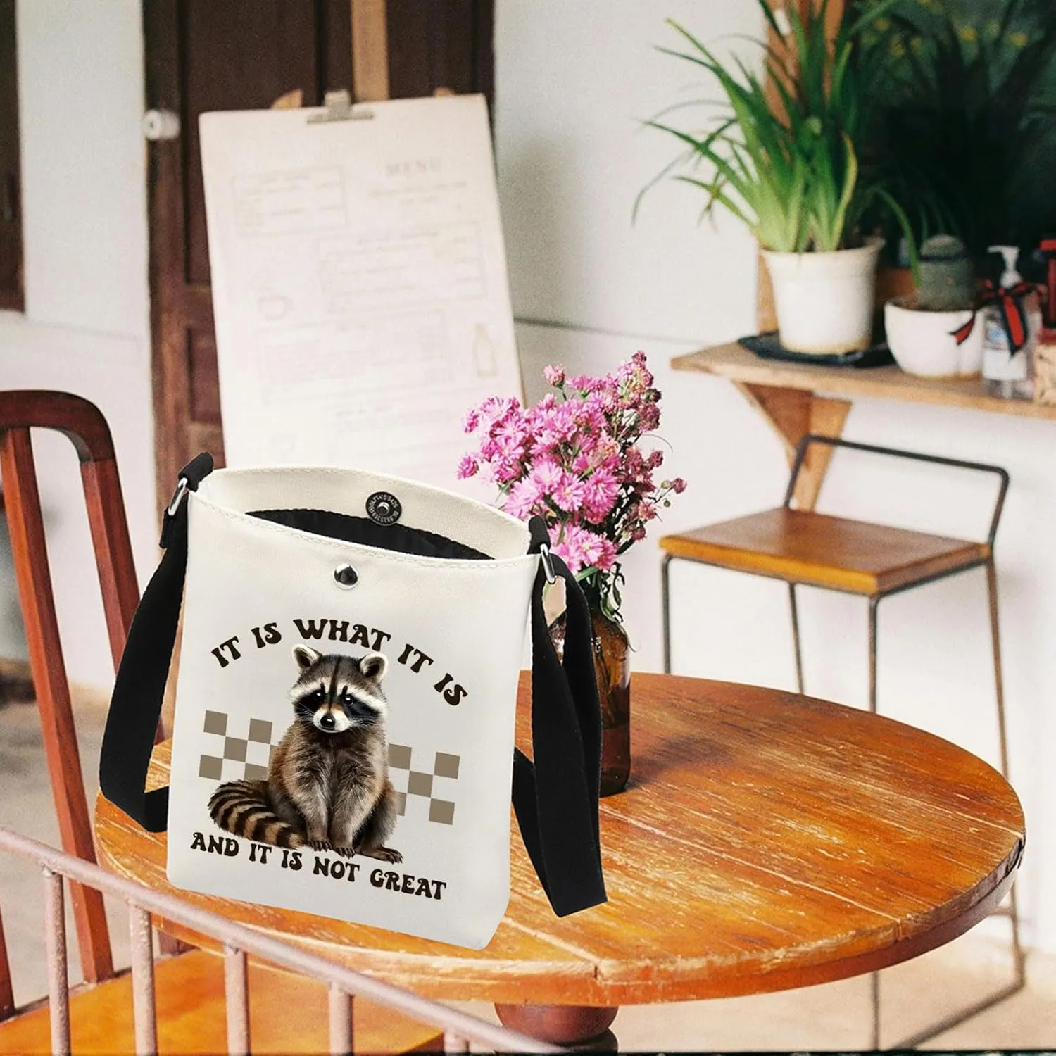 It Is What It Is and It Is not Great Funny Racoon Crossbody Bag Racoon Meme Gift Funny Racoon Shoulder Bags Racoons Lover Bag