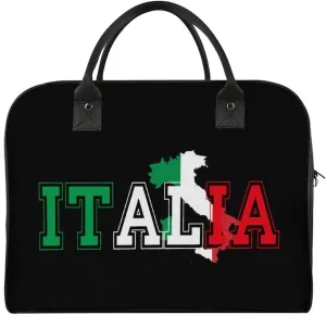 Italia Flag Colors Italia Map Duffle Bag for Travel Crossbody Sports Tote Gym Bag Shoulder Weekender Overnight Bag