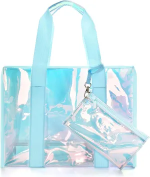 IwIeIaIrI Clear Tote Bag PVC Beach Bag Women's Large Crossbody Shoulder Bag with Zipper