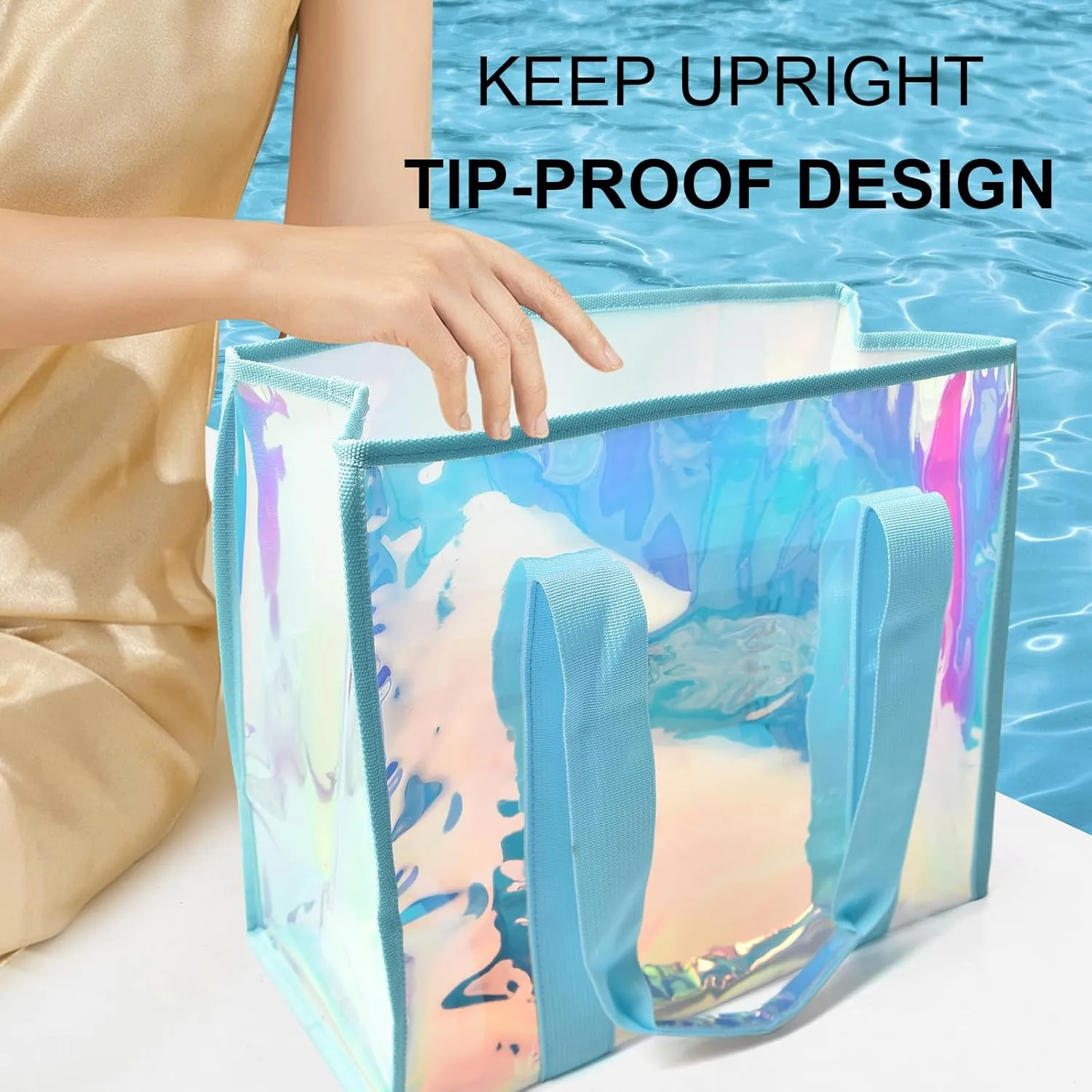 IwIeIaIrI Clear Tote Bag PVC Beach Bag Women's Large Crossbody Shoulder Bag with Zipper