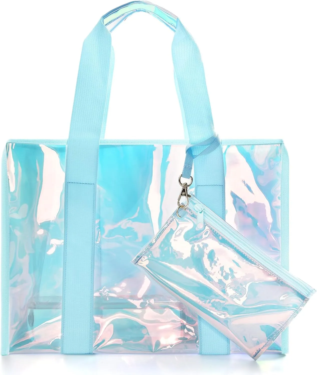 IwIeIaIrI Clear Tote Bag PVC Beach Bag Women's Large Crossbody Shoulder Bag with Zipper