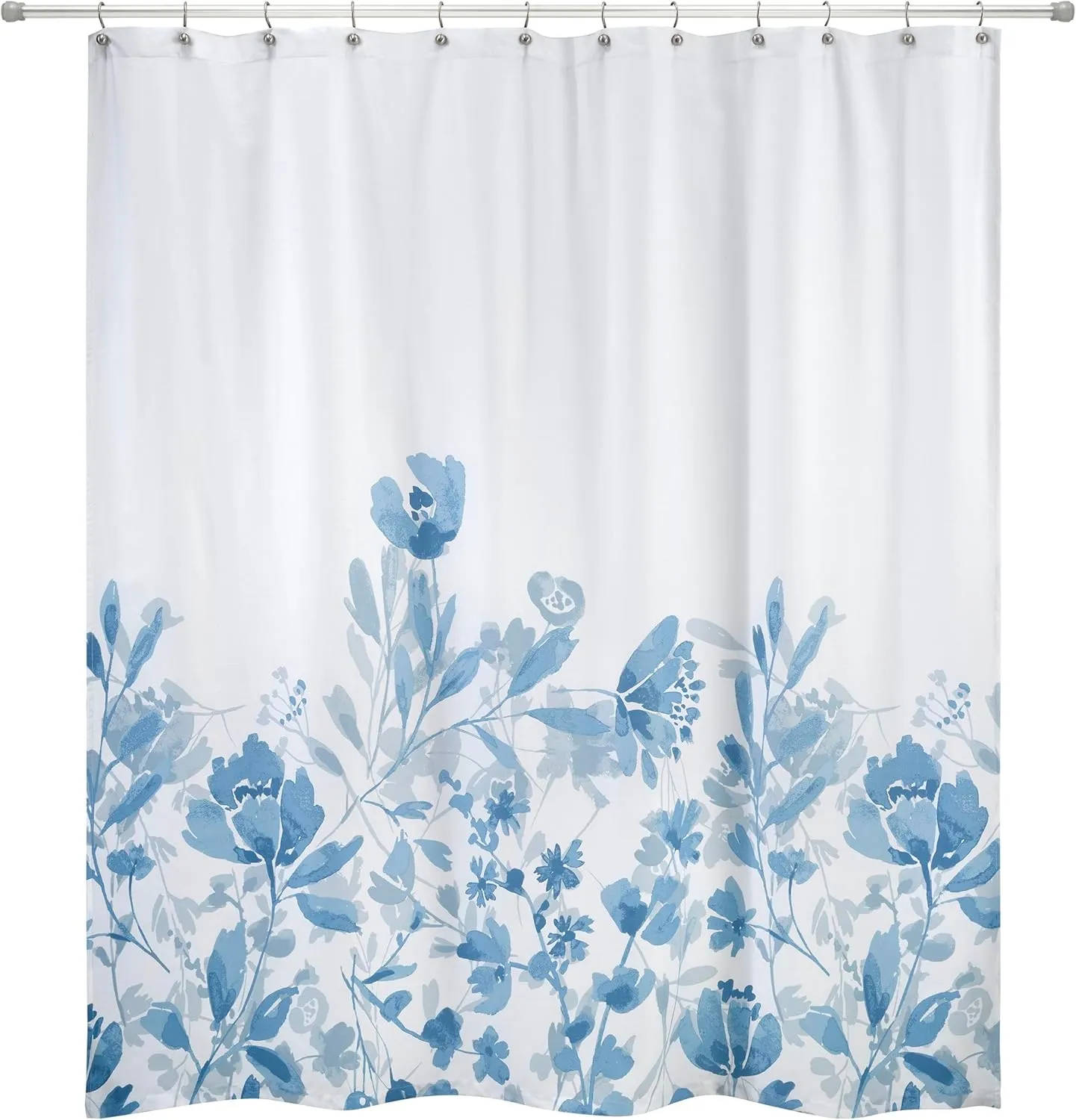 IZOD - Shower Curtain, Twill Fabric Curtain, Floral Bathroom Decor (Mystic Blue, 72")
