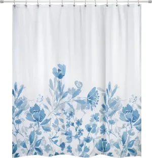 IZOD - Shower Curtain, Twill Fabric Curtain, Floral Bathroom Decor (Mystic Blue, 72")