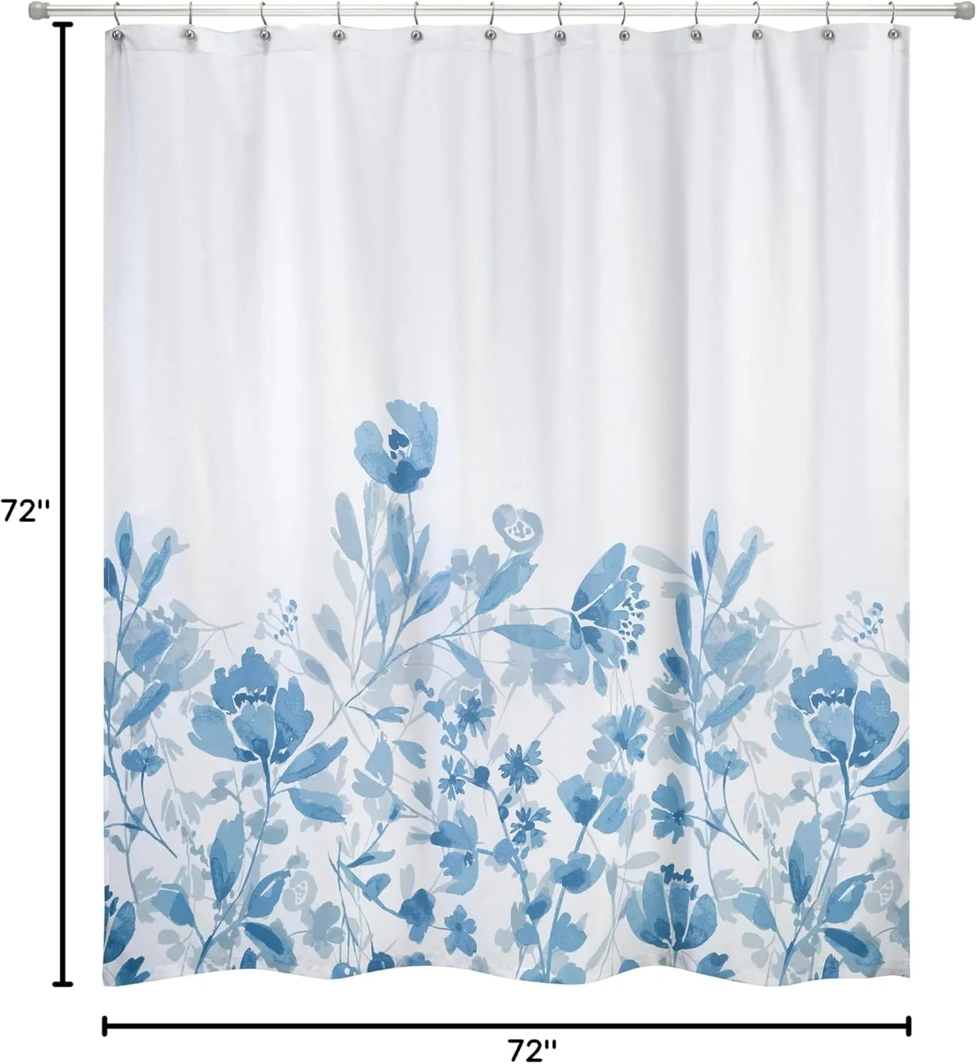 IZOD - Shower Curtain, Twill Fabric Curtain, Floral Bathroom Decor (Mystic Blue, 72")