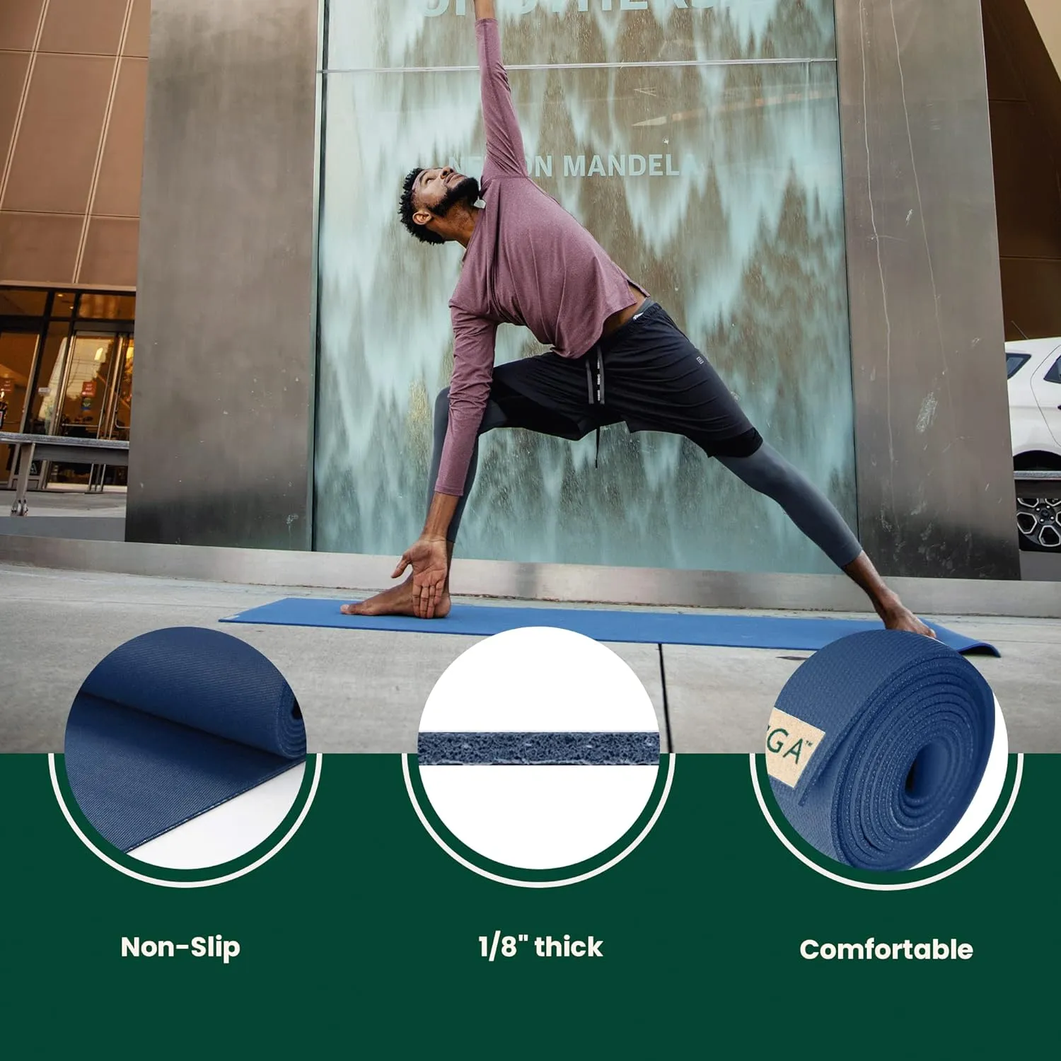 JadeYoga Travel Yoga Mat - Packable, Lightweight, and Portable Yoga Mat - Non-Slip Natural Rubber Mat for Women & Men - Great for Yoga, Home, Gym, Pilates, Fitness, and Stretching
