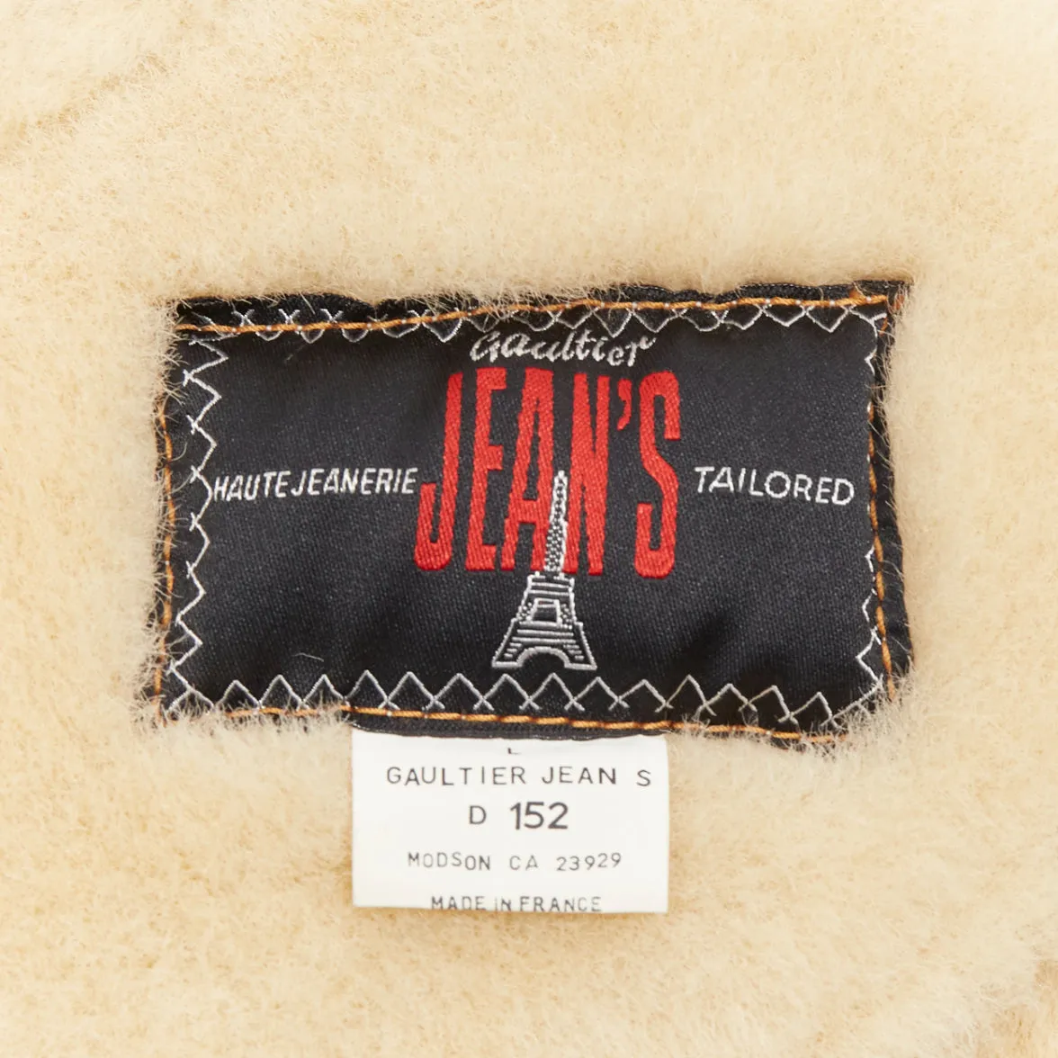 JEAN PAUL GAULTIER JEANS Vintage brown shearling lined logo zip vest FR42 XXS