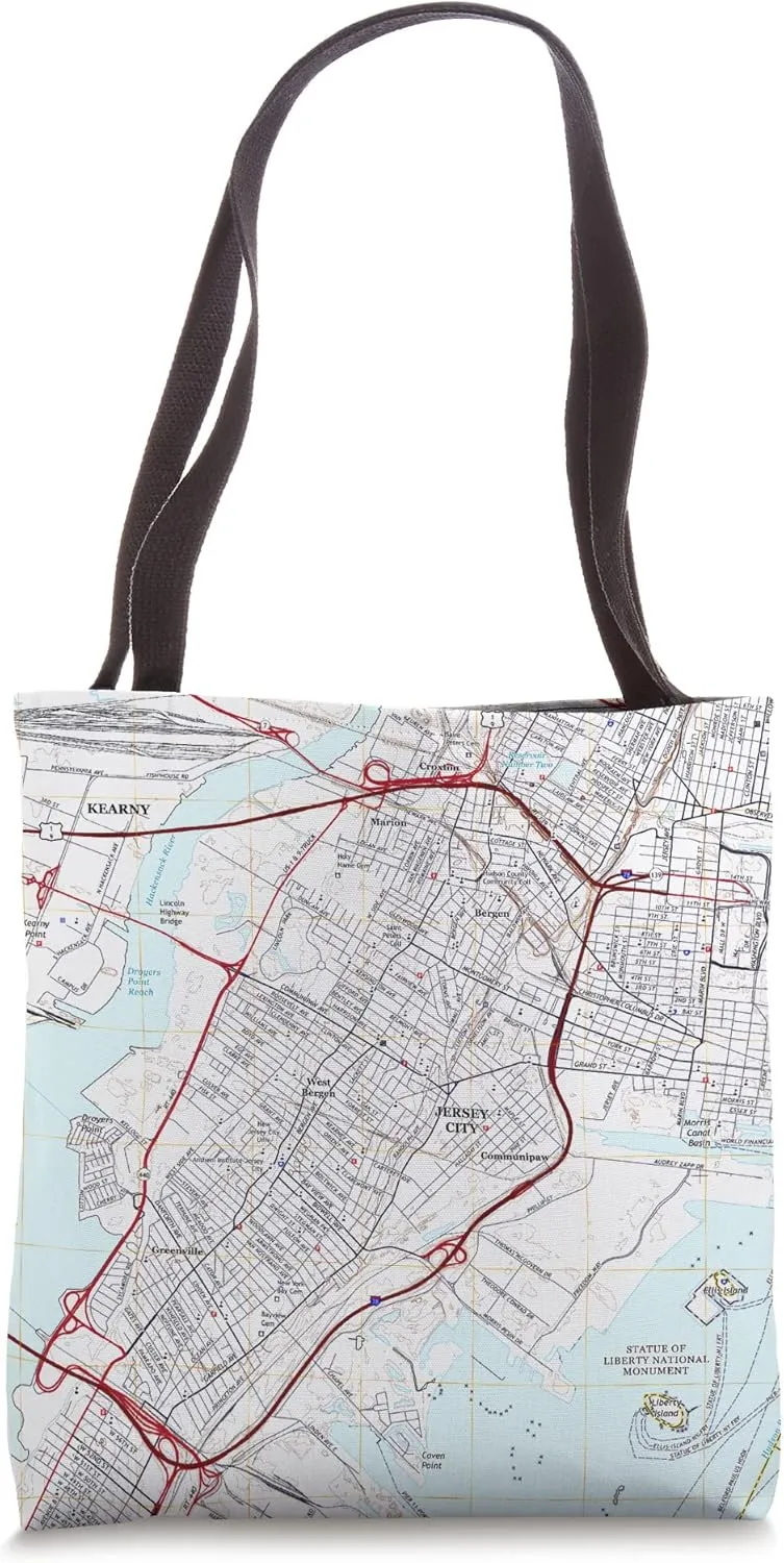 Jersey City NJ Map Tote Bag