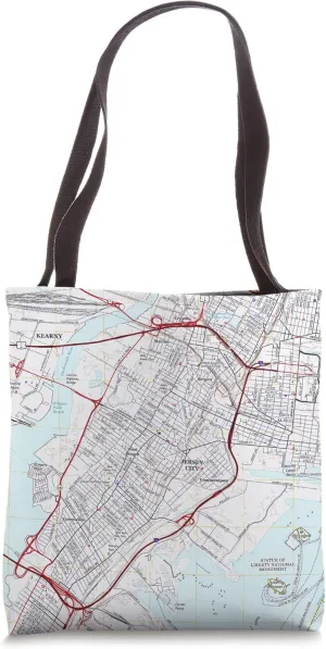 Jersey City NJ Map Tote Bag