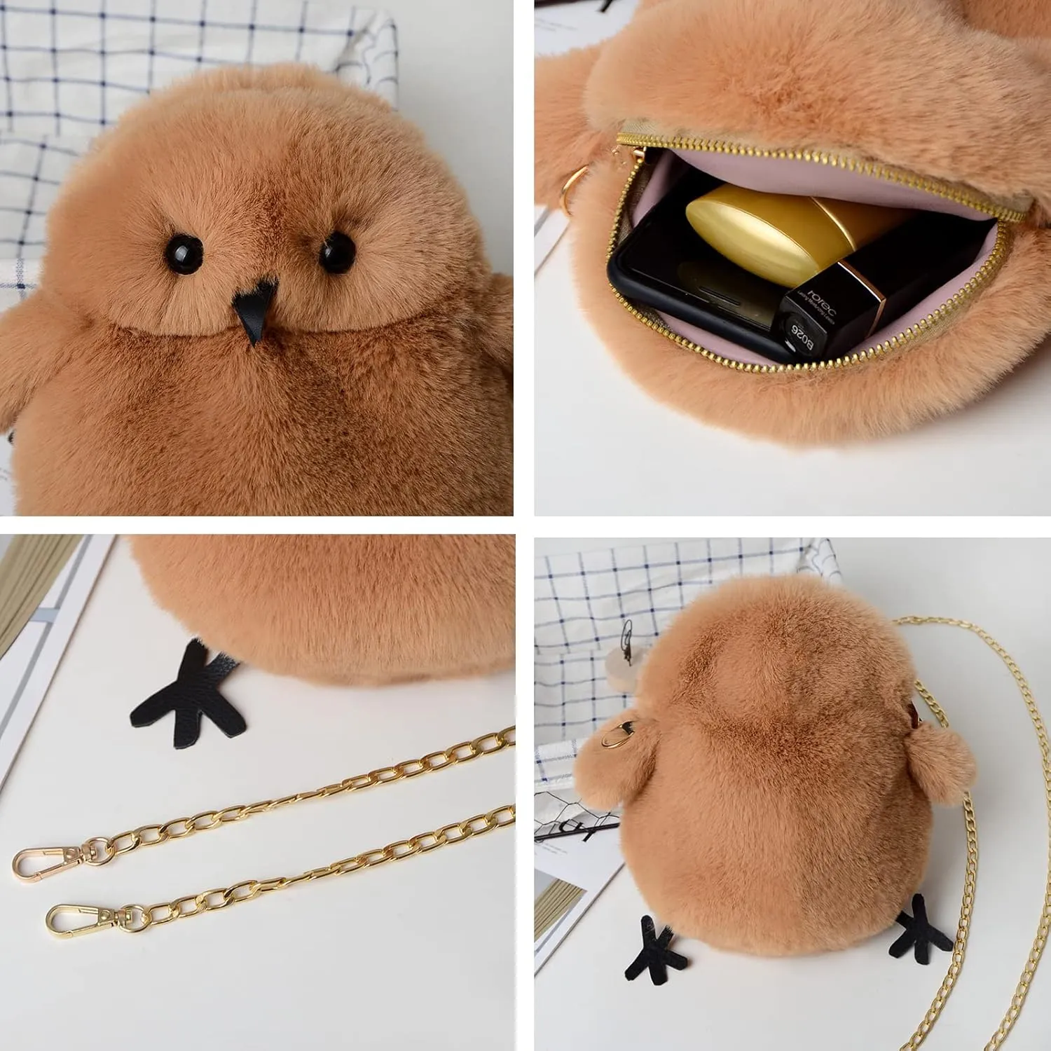JHVYF Women Cute Plush Crossbody Bag Chic Small Shoulder Purse Cell Phone Wallet For Girls