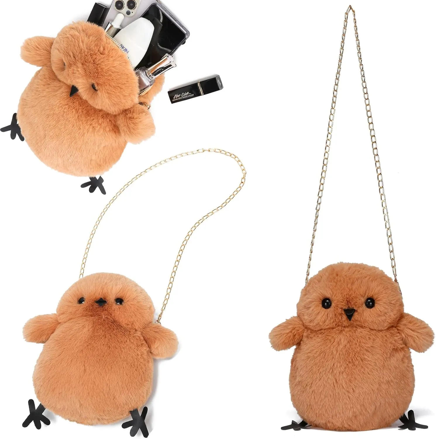 JHVYF Women Cute Plush Crossbody Bag Chic Small Shoulder Purse Cell Phone Wallet For Girls