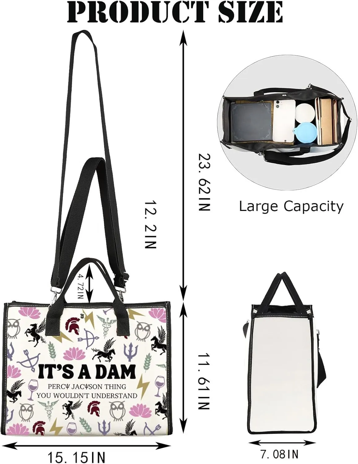 JNIAP Camp Half Blood Makeup Bag Camp Jupiter Gift 13 Cabins Gift I'd Rather Be In Camp Half Blood Zipper Pouch (dam tote)