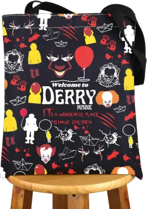 JNIAP Horror Clown Tote Bag Horror Clown Gift Welcome To Derry Maine Gifts Horror Clown Shoulder Bag