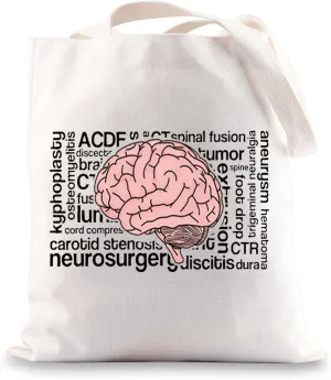 JNIAP Neurosurgeon Tote Bag Neurologist Gift Neurosurgery Brain Gifts Neuro Squad Tote Bag Brain Surgery Gifts