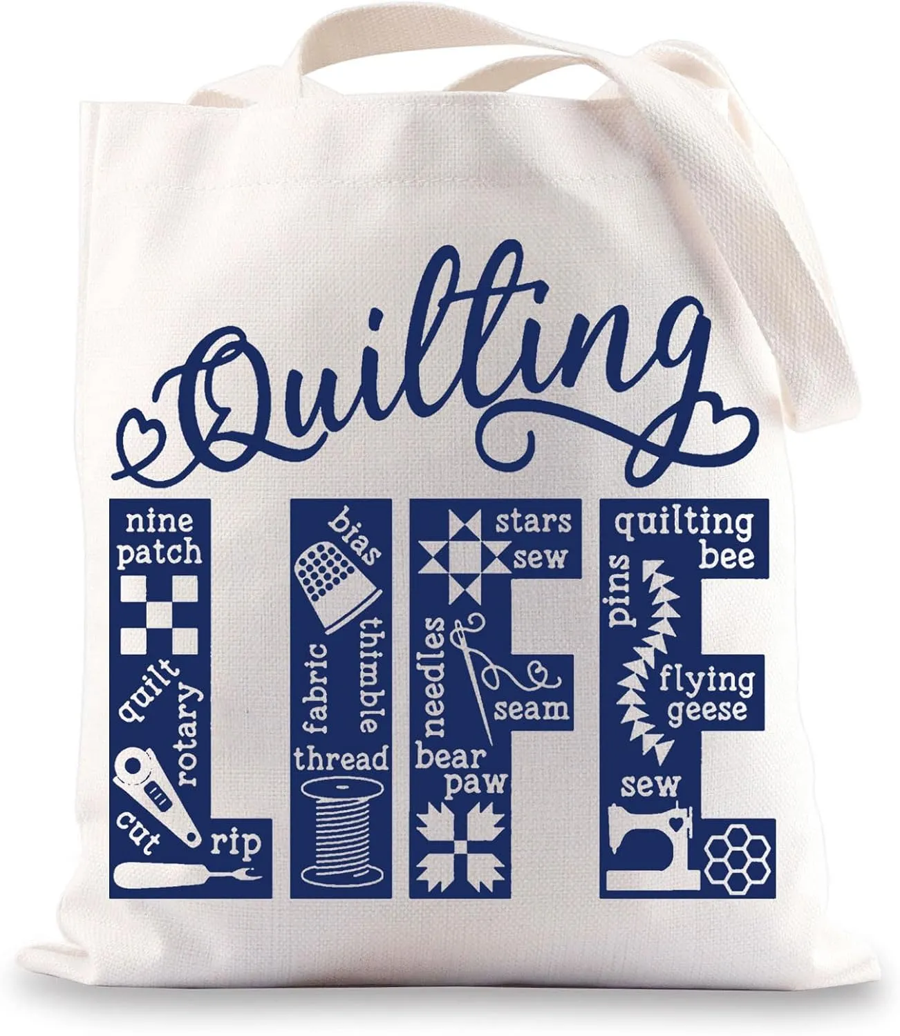 JNIAP Quilting Life Tote Bag Quilt Lover Gifts Quilter Gifts Sewing Gifts Seamstress Gifts Tailor Gift Quilt Retreat Gifts