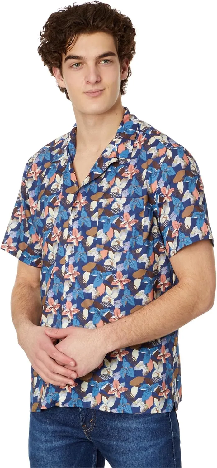 Johnston & Murphy Men's Short Sleeve Abstract Floral Camp Shirt