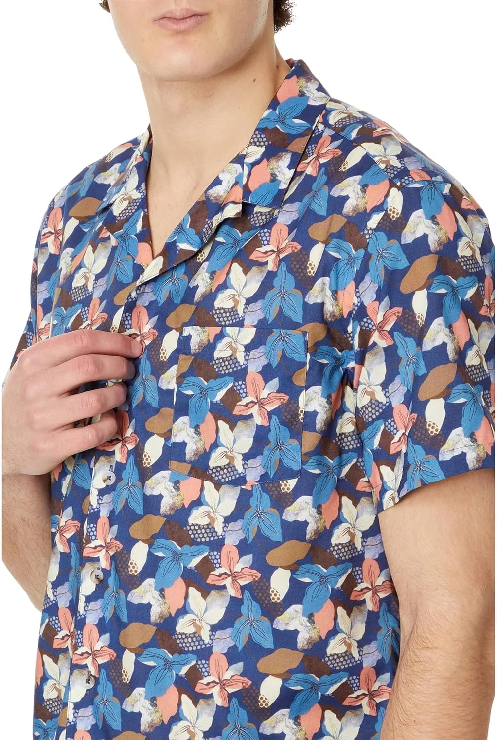 Johnston & Murphy Men's Short Sleeve Abstract Floral Camp Shirt