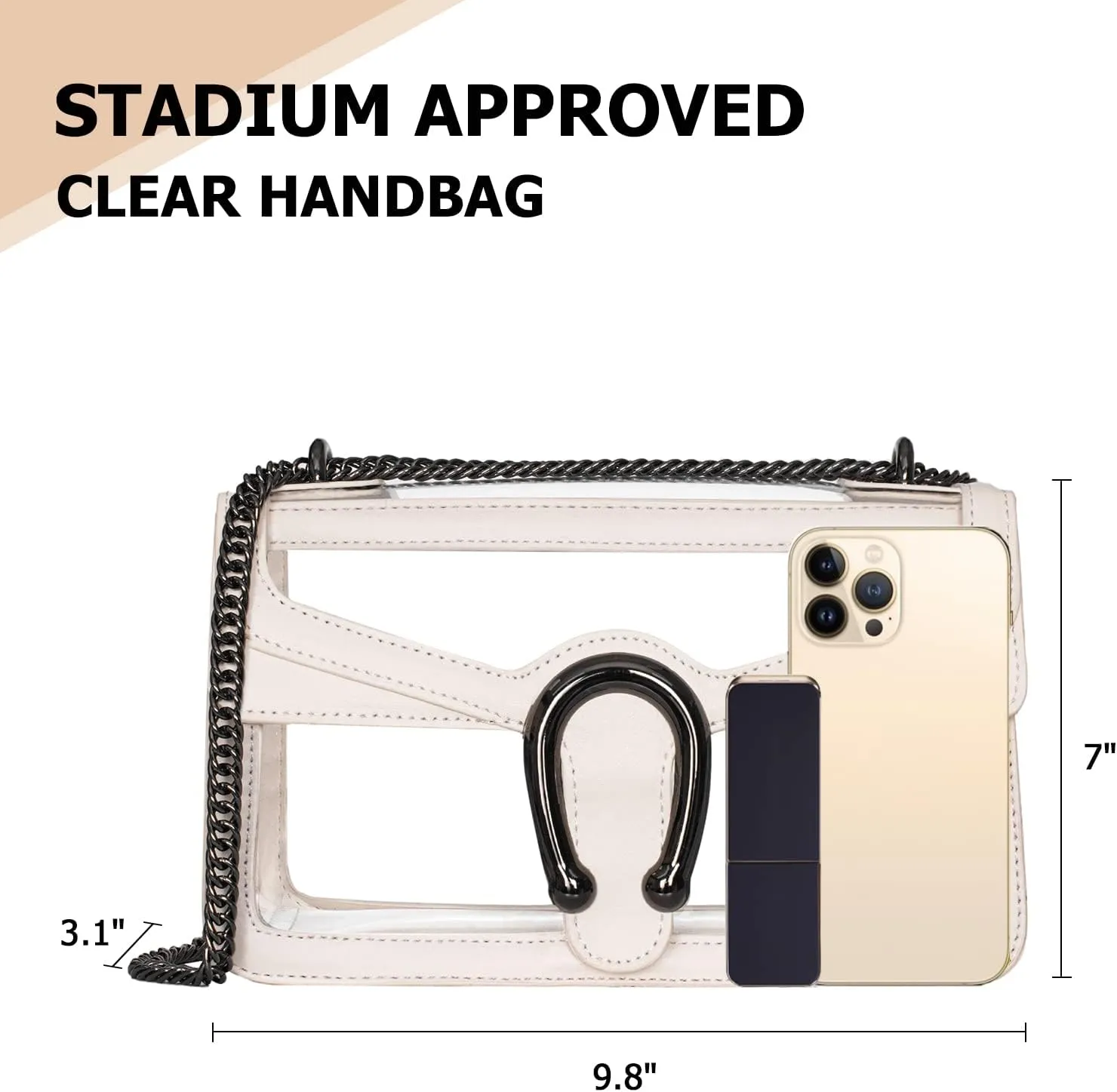 Joryin Women's Stadium Approved Crossbody Bag for Women, Small Clear Bag Shoudler Purse with Chain Strap