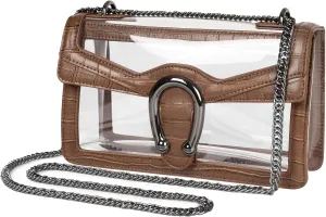 Joryin Women's Stadium Approved Crossbody Bag for Women, Small Clear Bag Shoudler Purse with Chain Strap
