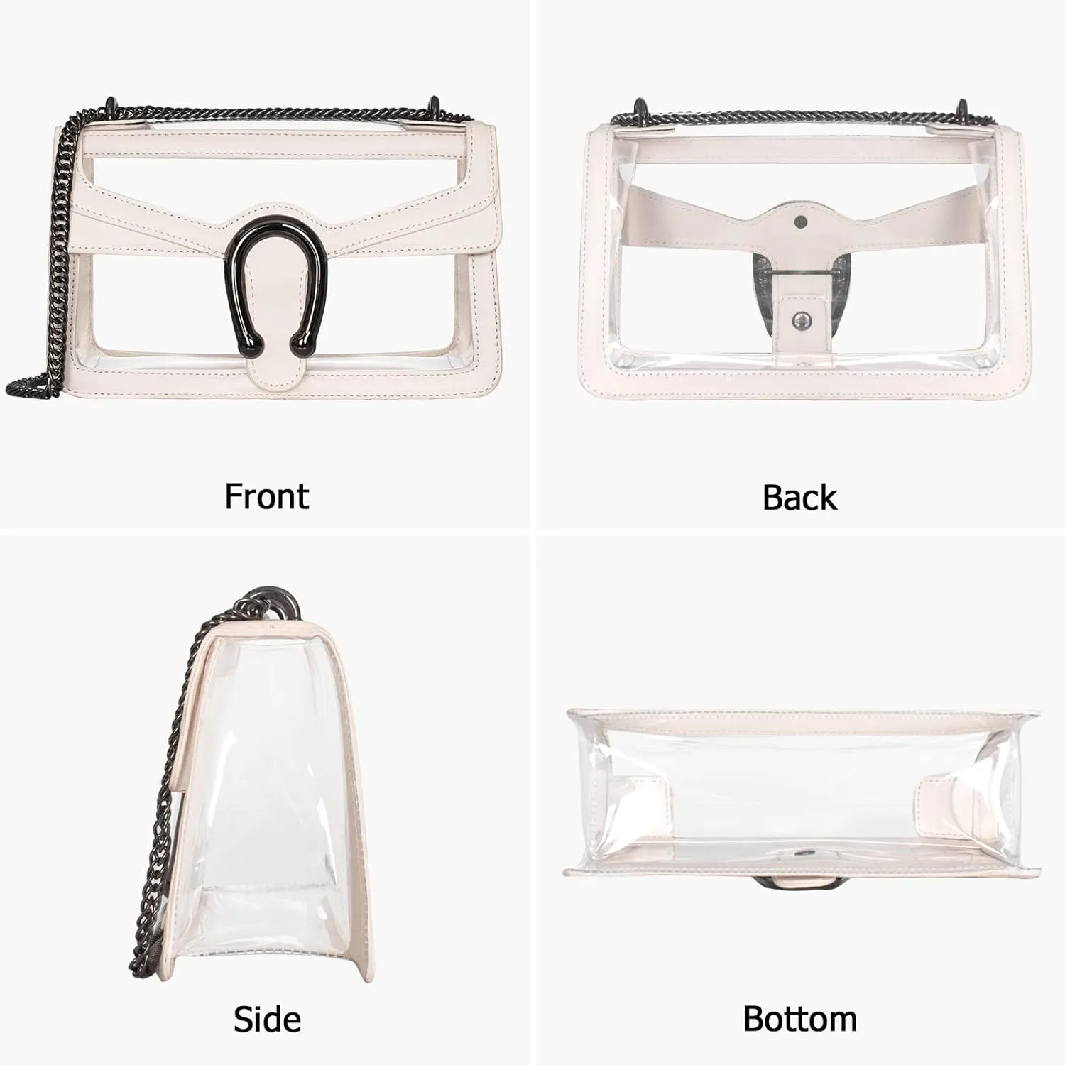 Joryin Women's Stadium Approved Crossbody Bag for Women, Small Clear Bag Shoudler Purse with Chain Strap