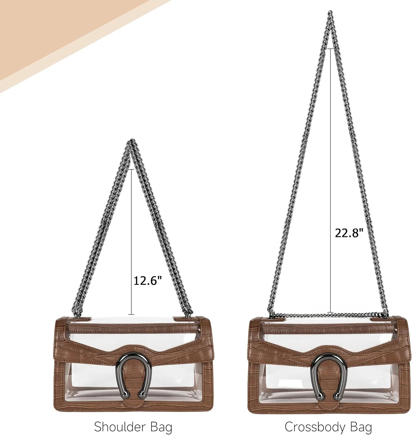 Joryin Women's Stadium Approved Crossbody Bag for Women, Small Clear Bag Shoudler Purse with Chain Strap