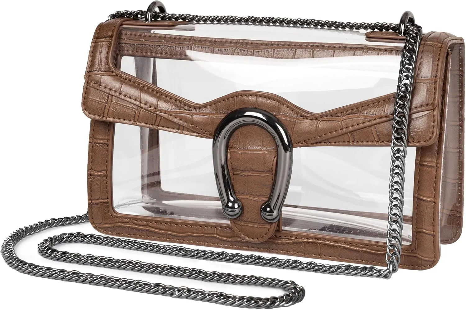 Joryin Women's Stadium Approved Crossbody Bag for Women, Small Clear Bag Shoudler Purse with Chain Strap