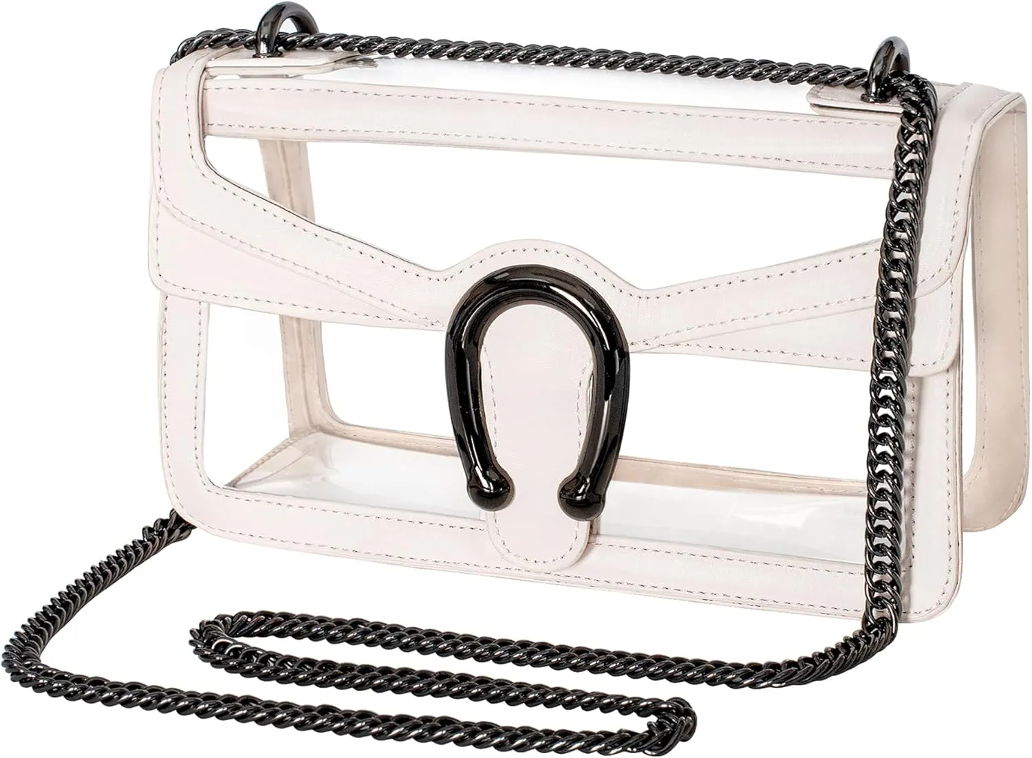 Joryin Women's Stadium Approved Crossbody Bag for Women, Small Clear Bag Shoudler Purse with Chain Strap