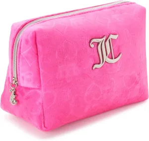 Juicy Couture Women's Cosmetics Bag - Travel Makeup and Toiletries Clutch Wedge Pouch, Hot Pink