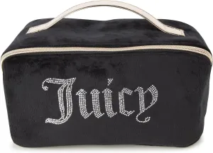 Juicy Couture Women's Cosmetics Bag - Travel Makeup and Toiletries Cross Zip Pouch - Travel Cosmetic Bag, Black Juicy
