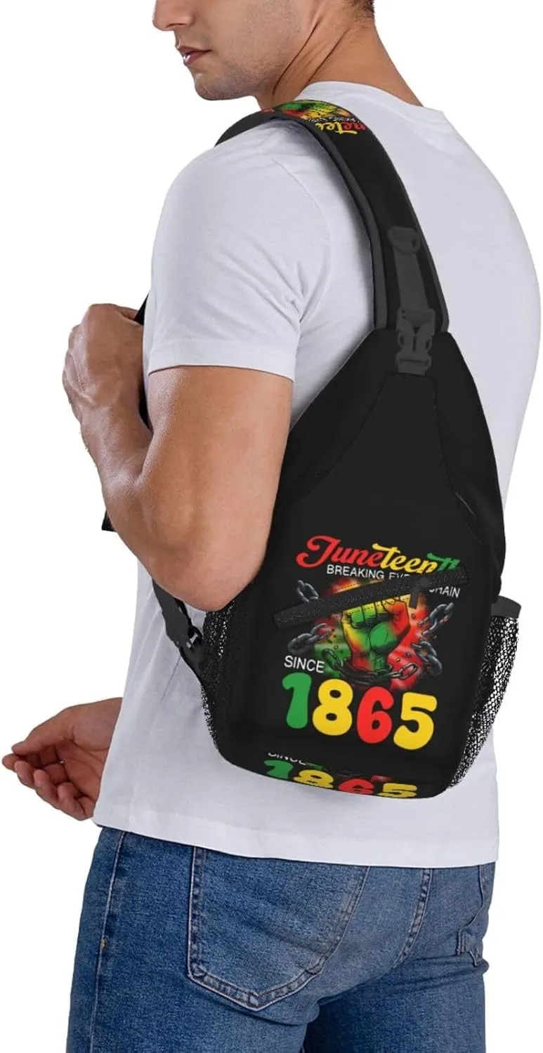 Juneteenth Breaking Every Chain Since 1865 Crossbody Bag Adjustable Sling Bag Chest Bags Travel Shoulder Backpack