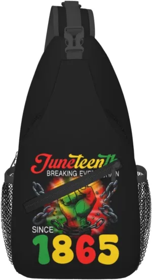 Juneteenth Breaking Every Chain Since 1865 Crossbody Bag Adjustable Sling Bag Chest Bags Travel Shoulder Backpack