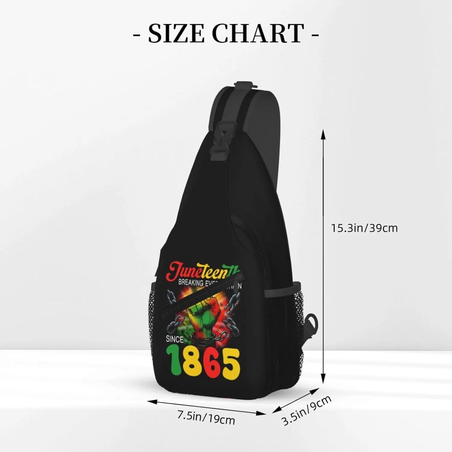 Juneteenth Breaking Every Chain Since 1865 Crossbody Bag Adjustable Sling Bag Chest Bags Travel Shoulder Backpack