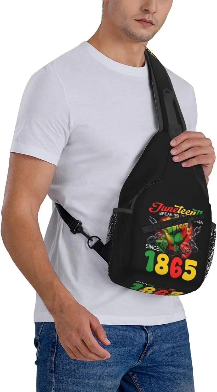 Juneteenth Breaking Every Chain Since 1865 Crossbody Bag Adjustable Sling Bag Chest Bags Travel Shoulder Backpack