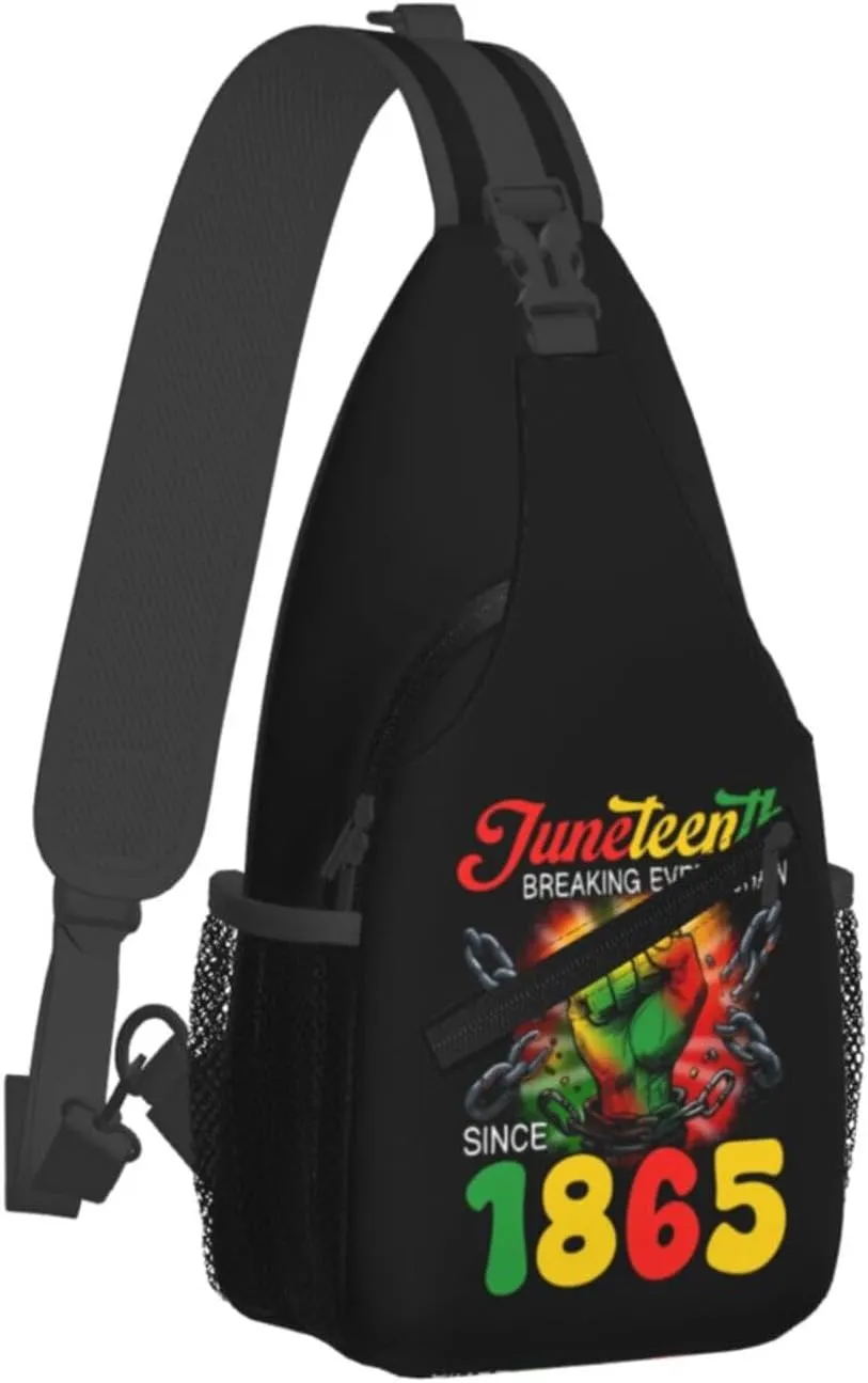 Juneteenth Breaking Every Chain Since 1865 Crossbody Bag Adjustable Sling Bag Chest Bags Travel Shoulder Backpack