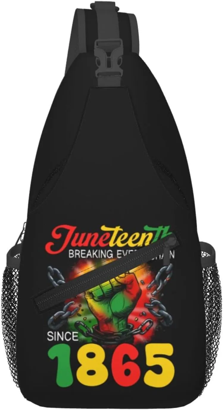 Juneteenth Breaking Every Chain Since 1865 Crossbody Bag Adjustable Sling Bag Chest Bags Travel Shoulder Backpack