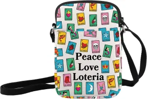 JXGZSO Mexican B Crossbody Bag Lottery Lover Gift Peace Love Loteria Shoulder Bag Mexican Loteria Game Bag