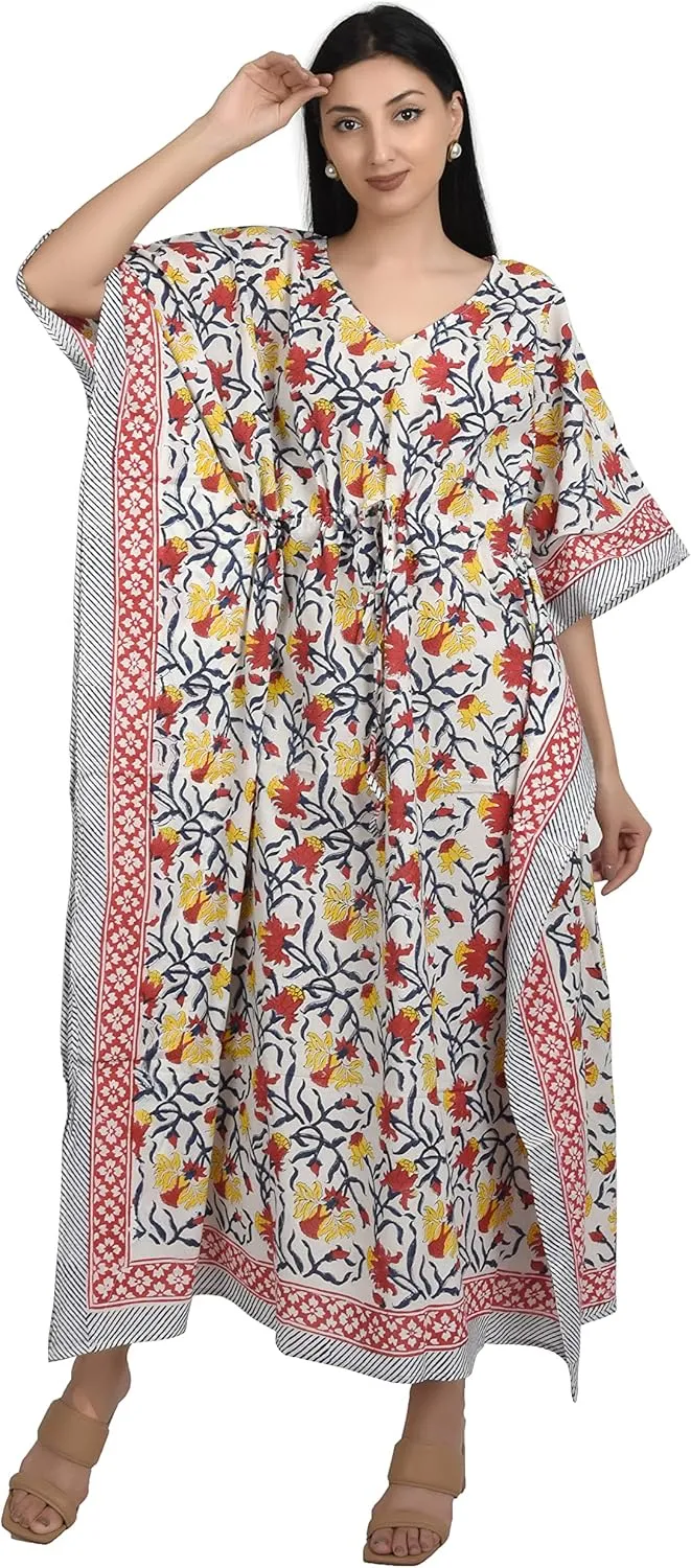 Kaftan Dresses for Women - Different Prints - Free Size Kaftans for Women - Hand Block Printed Cotton Kaftans
