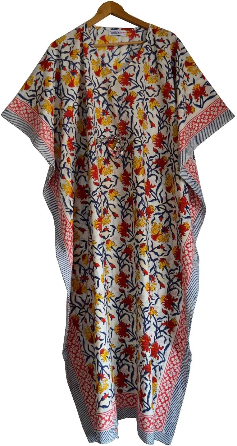 Kaftan Dresses for Women - Different Prints - Free Size Kaftans for Women - Hand Block Printed Cotton Kaftans