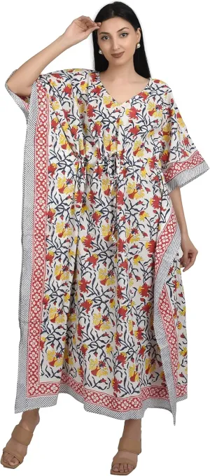 Kaftan Dresses for Women - Different Prints - Free Size Kaftans for Women - Hand Block Printed Cotton Kaftans