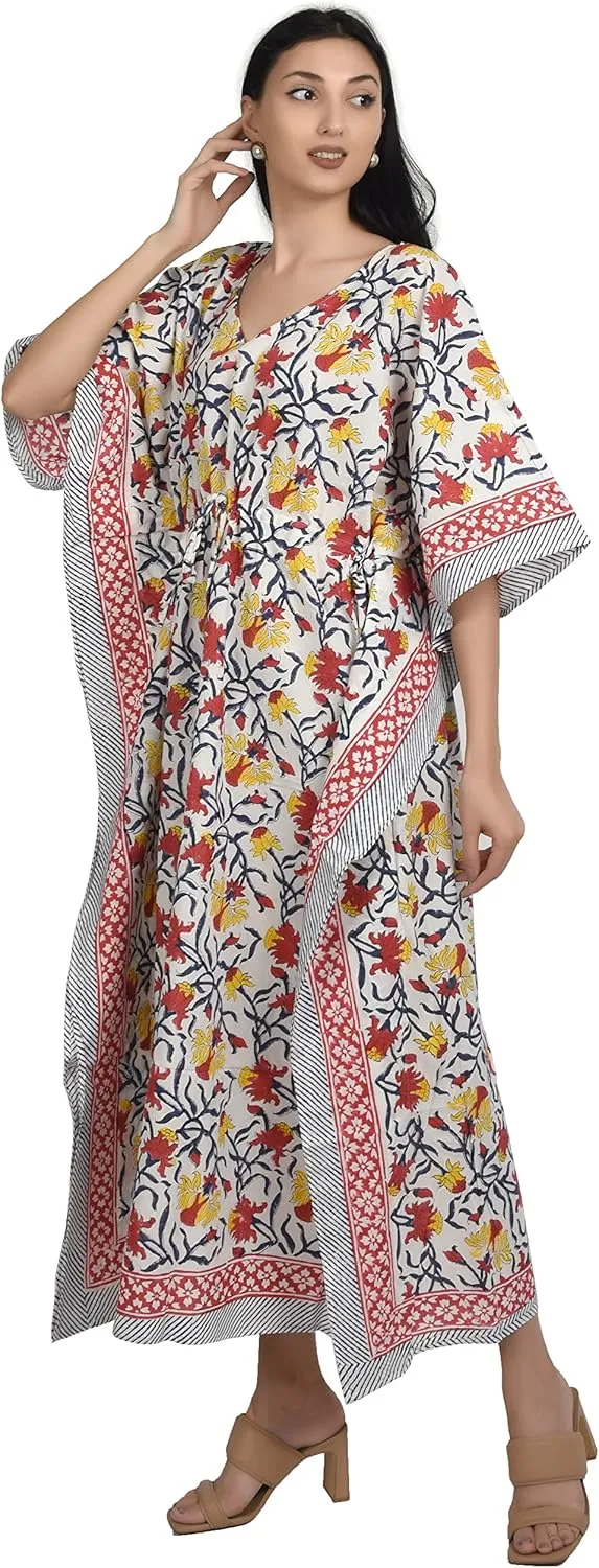 Kaftan Dresses for Women - Different Prints - Free Size Kaftans for Women - Hand Block Printed Cotton Kaftans