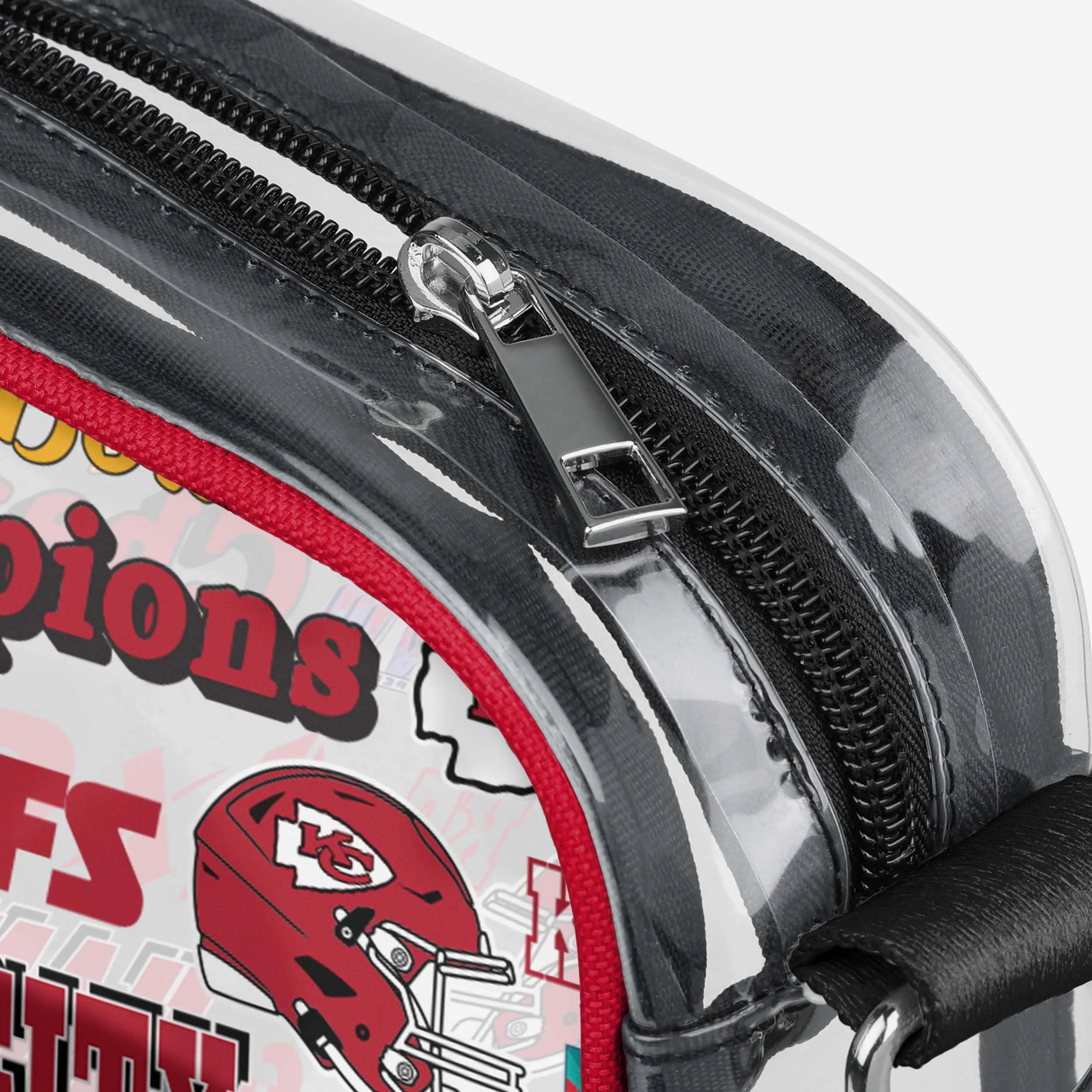 Kansas City Chiefs Super Bowl LVIII Champions Repeat Retro Print Clear Crossbody Bag