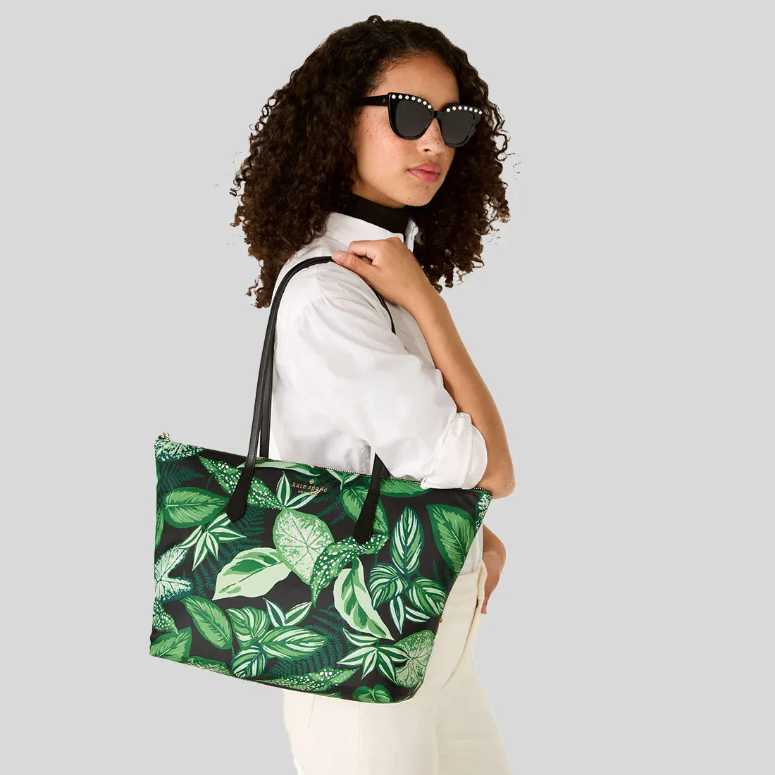 KATE SPADE Kitt Fern Foliage Medium Tote Green Multi RS-KH393