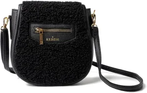 KEDZIE Crossbody Bag for Women Mini Messenger in Vegan Leather Faux Shearling Handbag Shoulder Bag Adjustable Strap