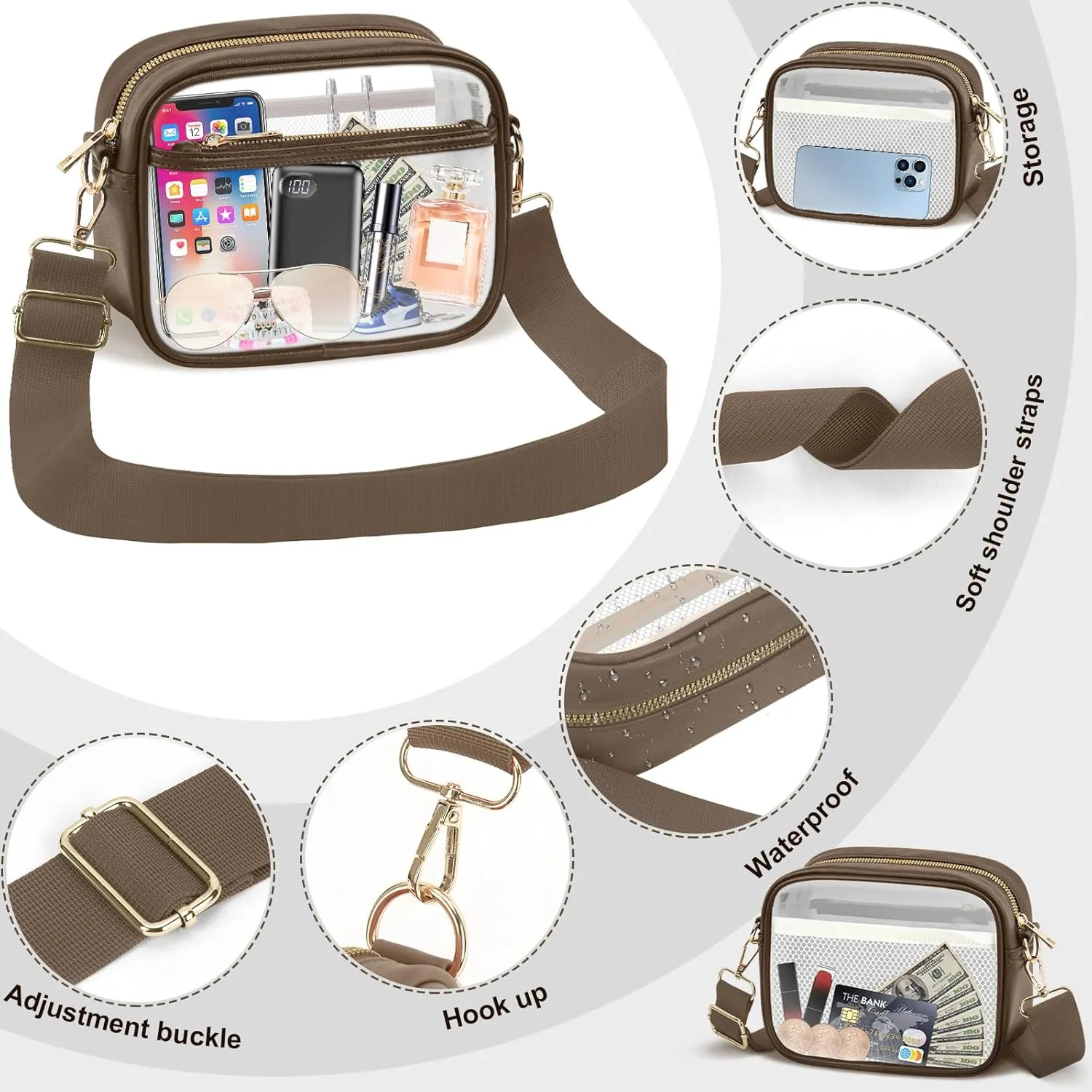 KETIEE Clear Crossbody Bag, Stadium Approved Clear Purse Bag for Concerts Sports Events Festivals