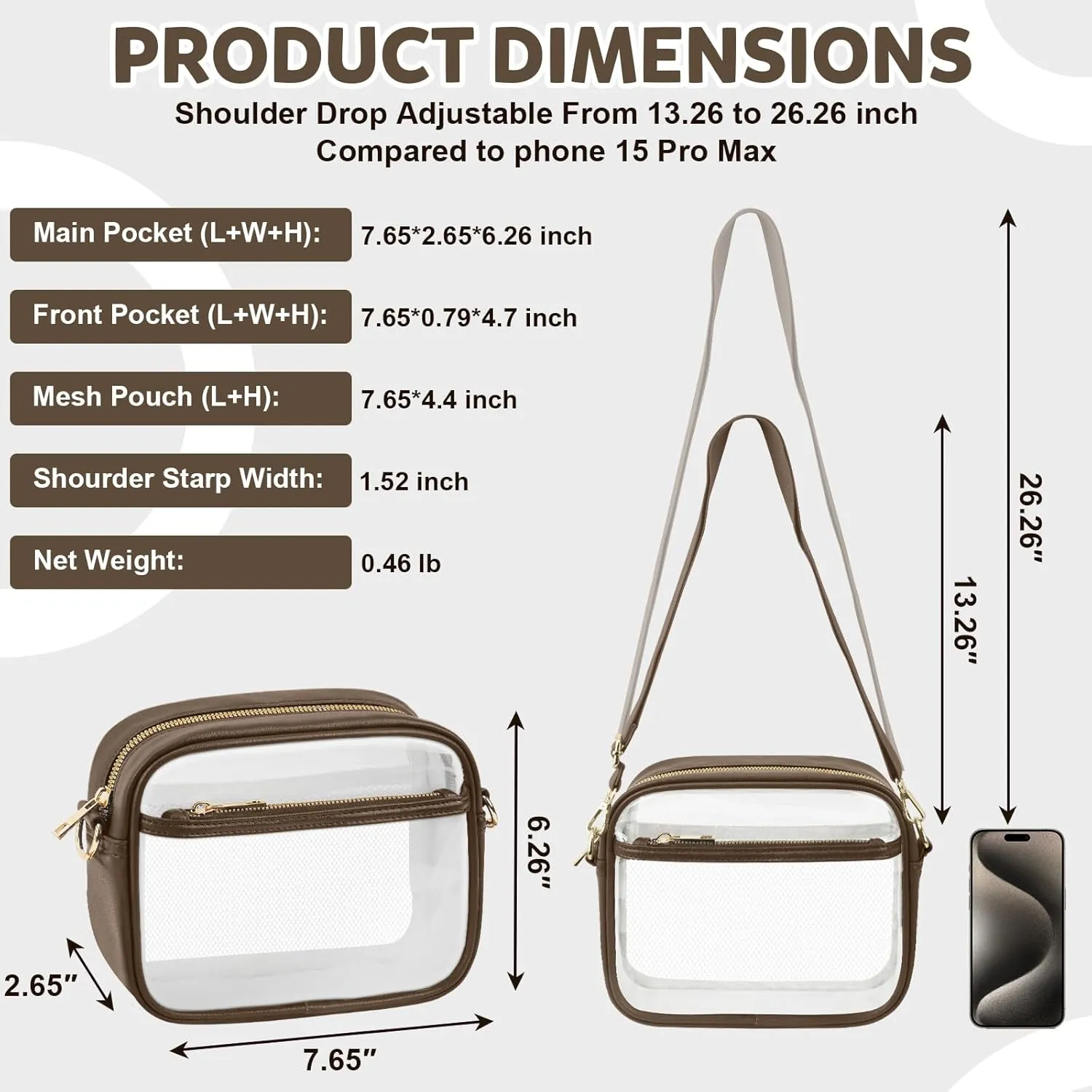 KETIEE Clear Crossbody Bag, Stadium Approved Clear Purse Bag for Concerts Sports Events Festivals