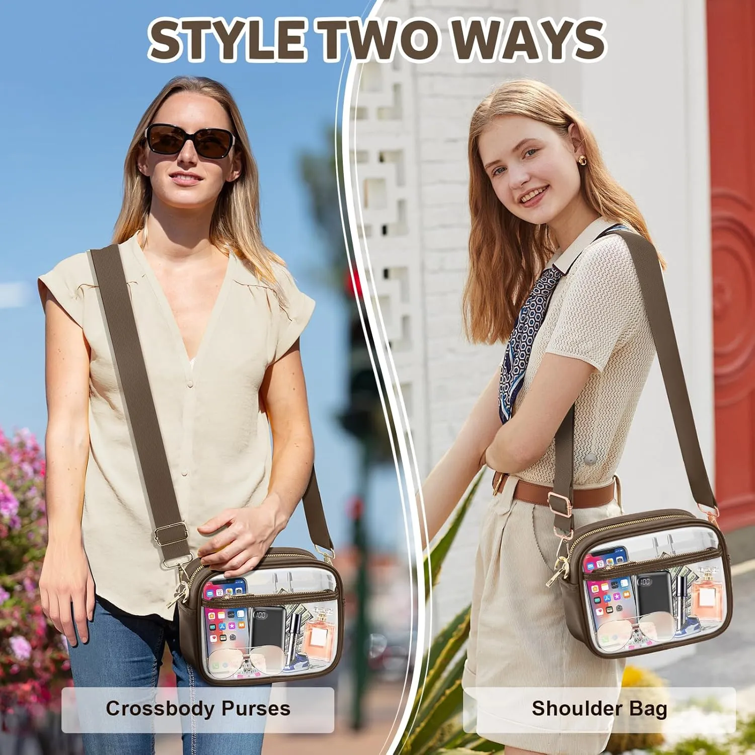 KETIEE Clear Crossbody Bag, Stadium Approved Clear Purse Bag for Concerts Sports Events Festivals
