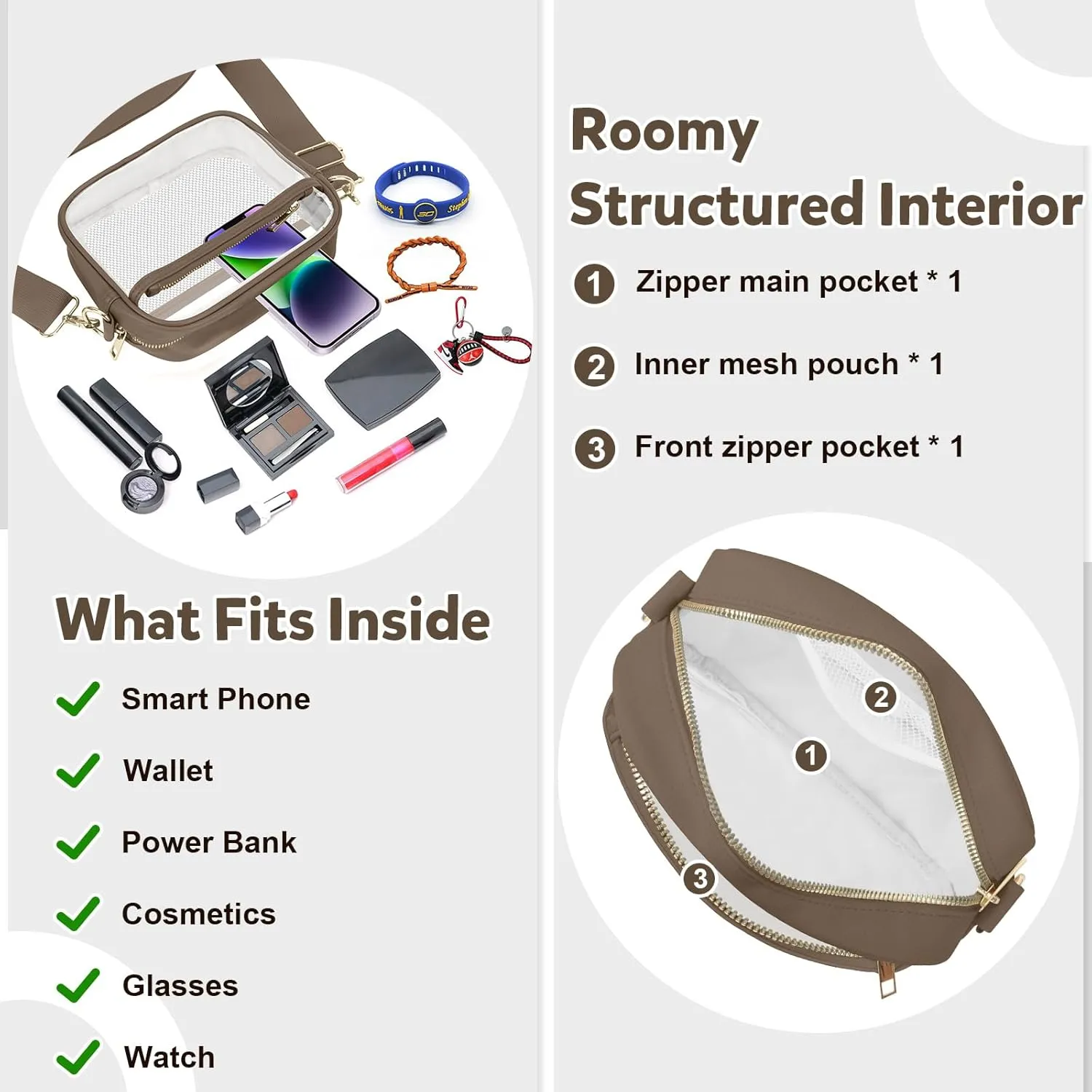 KETIEE Clear Crossbody Bag, Stadium Approved Clear Purse Bag for Concerts Sports Events Festivals
