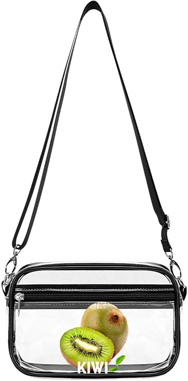 Kiwi Clear Bag PVC Clear Crossbody Purse Bag Transparent Shoulder Handbag with Adjustable Strap