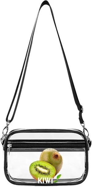 Kiwi Clear Bag PVC Clear Crossbody Purse Bag Transparent Shoulder Handbag with Adjustable Strap
